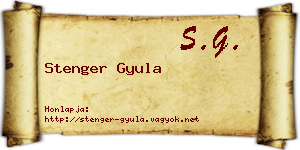 Stenger Gyula névjegykártya